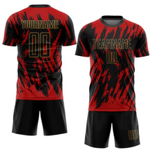 Load image into Gallery viewer, Custom Red Black-Old Gold Sublimation Soccer Uniform Jersey
