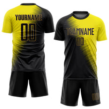 Load image into Gallery viewer, Custom Gold Black-Old Gold Sublimation Soccer Uniform Jersey
