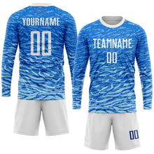 Load image into Gallery viewer, Custom Royal White Sublimation Soccer Uniform Jersey
