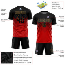 Load image into Gallery viewer, Custom Red Black-Old Gold Sublimation Soccer Uniform Jersey
