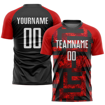 Custom Red White-Black Sublimation Soccer Uniform Jersey