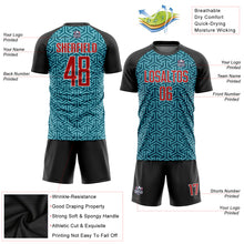 Load image into Gallery viewer, Custom Teal Red-Black Sublimation Soccer Uniform Jersey
