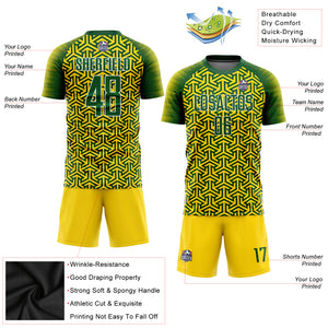 Custom Gold Green-White Sublimation Soccer Uniform Jersey