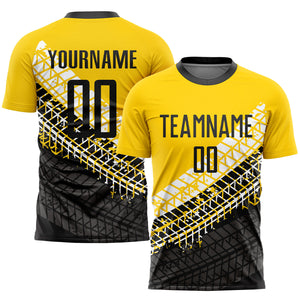 Custom Gold Black-White Sublimation Soccer Uniform Jersey