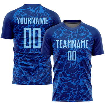 Custom Royal Light Blue Sublimation Soccer Uniform Jersey