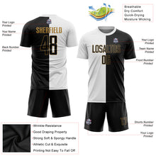 Load image into Gallery viewer, Custom White Black-Old Gold Sublimation Split Fashion Soccer Uniform Jersey
