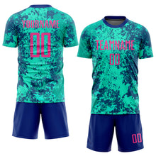 Load image into Gallery viewer, Custom Teal Pink-Royal Sublimation Soccer Uniform Jersey
