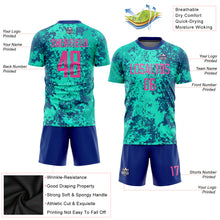 Load image into Gallery viewer, Custom Teal Pink-Royal Sublimation Soccer Uniform Jersey
