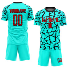 Load image into Gallery viewer, Custom Aqua Red-Black Sublimation Soccer Uniform Jersey
