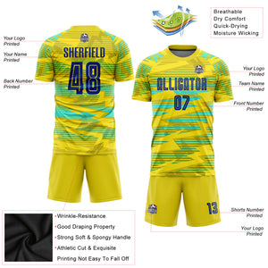 Custom Gold Royal-Light Blue Away Sublimation Soccer Uniform Jersey