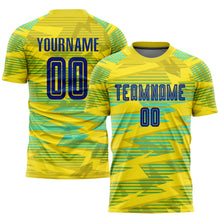 Load image into Gallery viewer, Custom Gold Royal-Light Blue Away Sublimation Soccer Uniform Jersey
