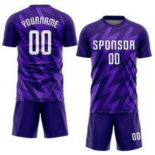 Load image into Gallery viewer, Custom Purple White Sublimation Soccer Uniform Jersey
