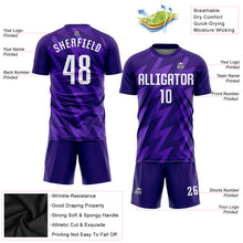 Load image into Gallery viewer, Custom Purple White Sublimation Soccer Uniform Jersey
