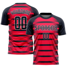 Load image into Gallery viewer, Custom Red Navy-White Sublimation Soccer Uniform Jersey
