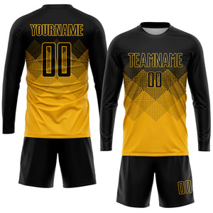 Custom Gold Black Sublimation Soccer Uniform Jersey