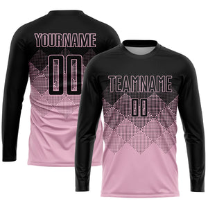 Custom Light Pink Black Sublimation Soccer Uniform Jersey