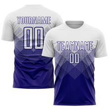 Load image into Gallery viewer, Custom White Dark Purple Sublimation Soccer Uniform Jersey
