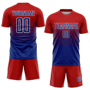 Custom Red Royal-White Sublimation Soccer Uniform Jersey