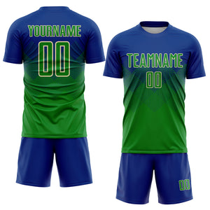 Custom Royal Keely Green-Cream Sublimation Soccer Uniform Jersey