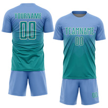 Load image into Gallery viewer, Custom Light Blue Teal-Cream Sublimation Soccer Uniform Jersey
