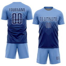 Load image into Gallery viewer, Custom Light Blue Navy-White Sublimation Soccer Uniform Jersey
