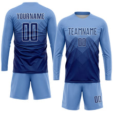 Load image into Gallery viewer, Custom Light Blue Navy-White Sublimation Soccer Uniform Jersey
