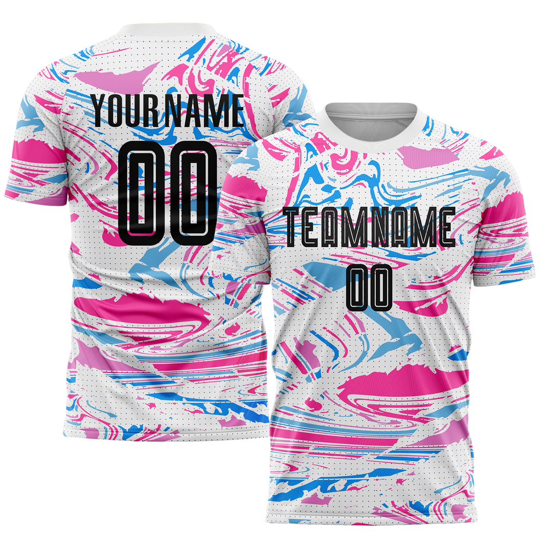 Custom Figure Black-Pink Sublimation Soccer Uniform Jersey