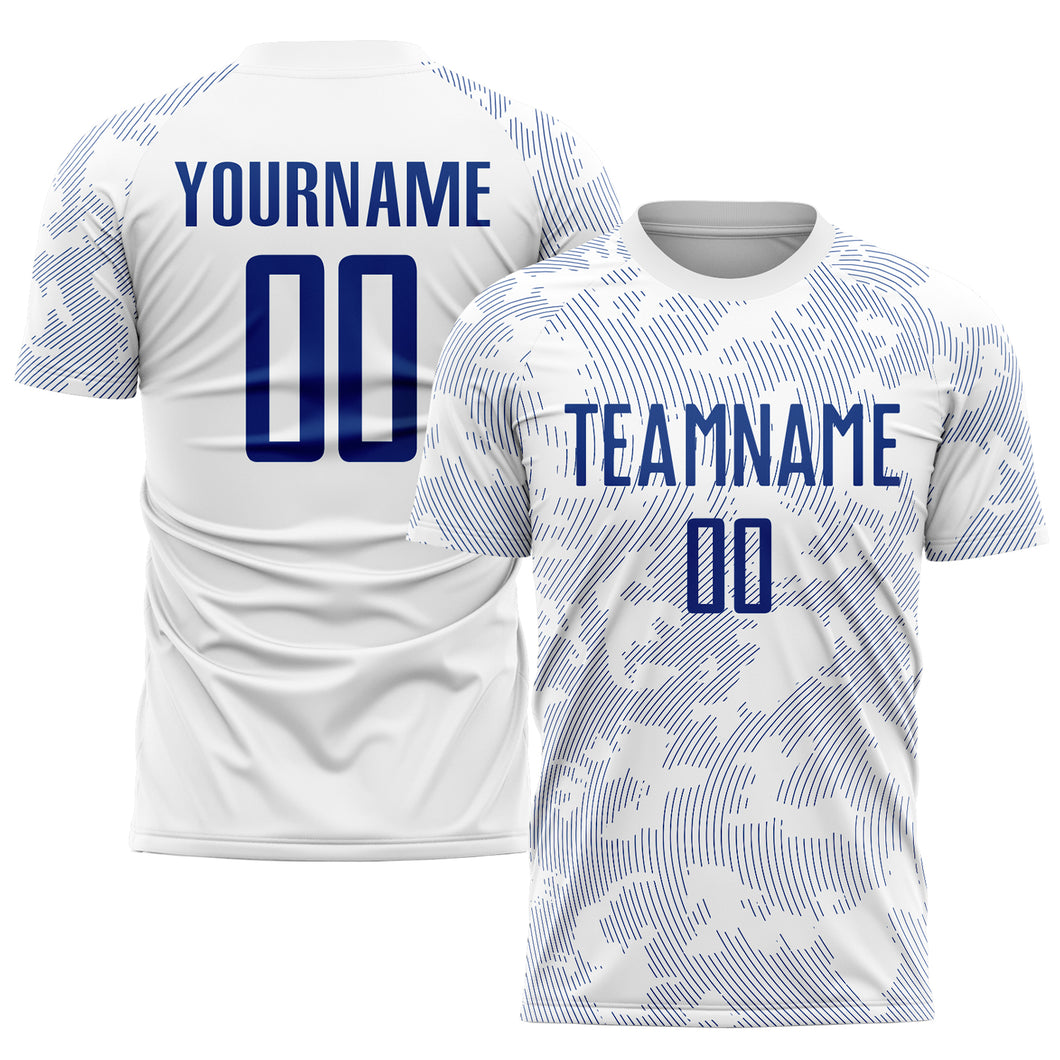 Custom White Royal Sublimation Soccer Uniform Jersey