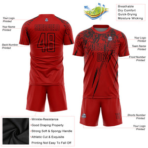 Custom Red Black Sublimation Soccer Uniform Jersey