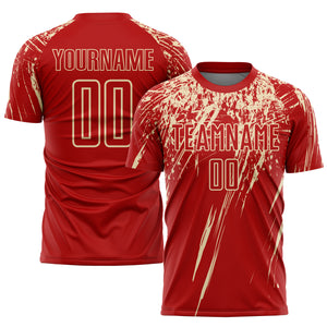 Custom Red City Cream Sublimation Soccer Uniform Jersey