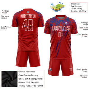 Custom Red Royal-White Sublimation Soccer Uniform Jersey