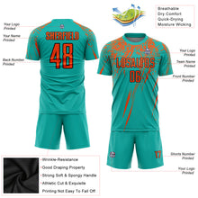 Load image into Gallery viewer, Custom Aqua Orange-Black Sublimation Soccer Uniform Jersey
