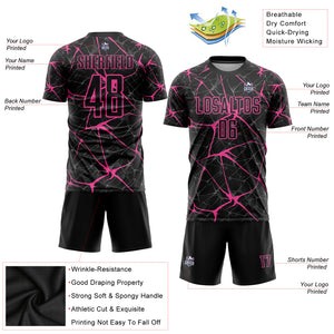 Custom Black Pink Sublimation Soccer Uniform Jersey