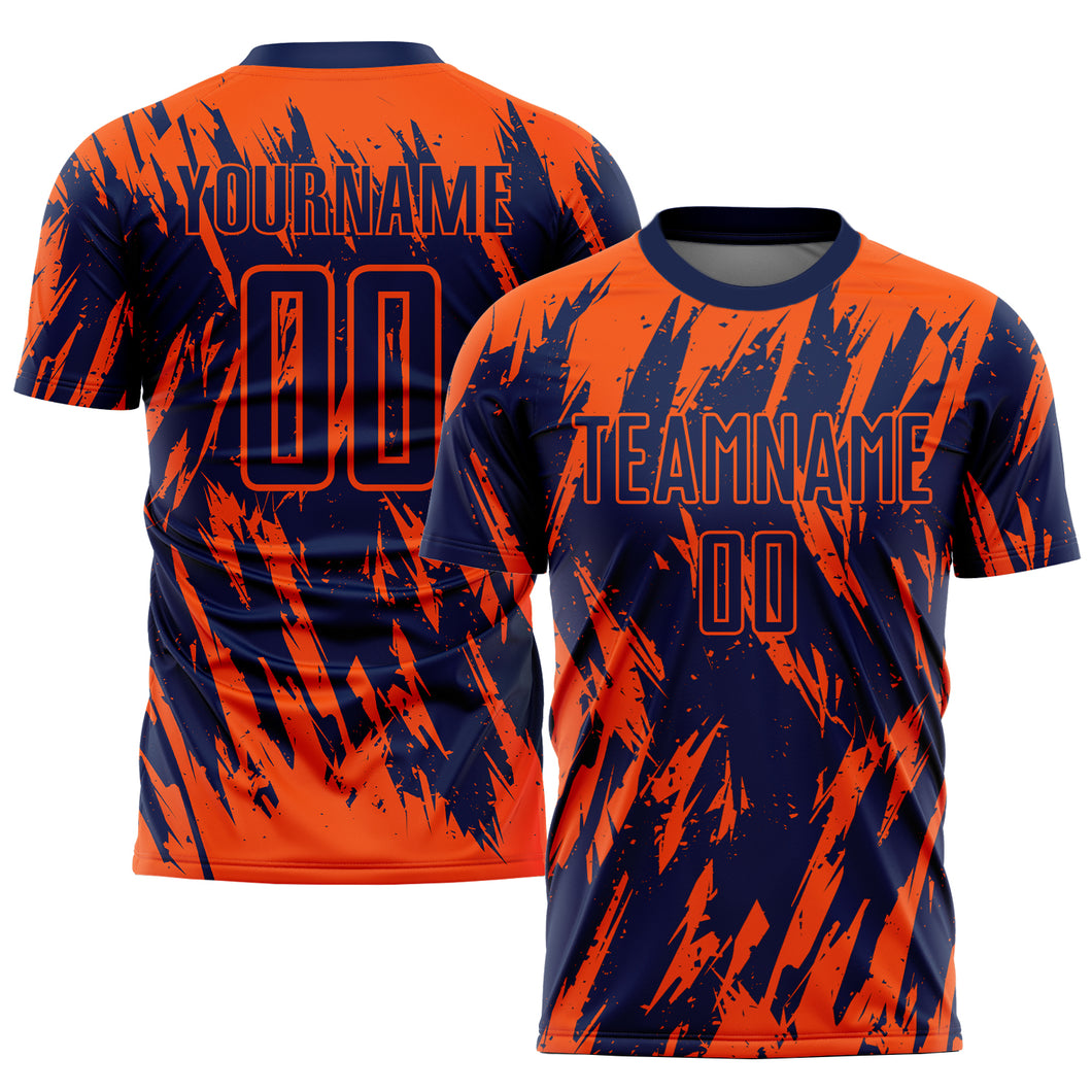 Custom Orange Navy Sublimation Soccer Uniform Jersey