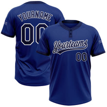 Load image into Gallery viewer, Custom Royal Navy-White Two-Button Unisex Softball Jersey
