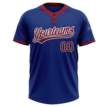 Load image into Gallery viewer, Custom Royal Crimson-White Two-Button Unisex Softball Jersey

