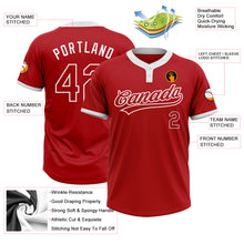 Load image into Gallery viewer, Custom Red Red-White Two-Button Unisex Softball Jersey
