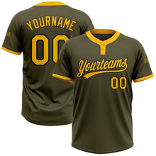 Load image into Gallery viewer, Custom Olive Gold-Black Salute To Service Two-Button Unisex Softball Jersey
