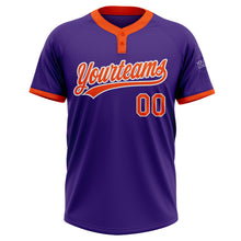 Load image into Gallery viewer, Custom Purple Orange-White Two-Button Unisex Softball Jersey
