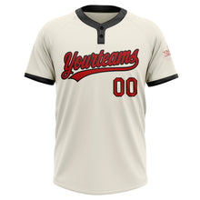 Load image into Gallery viewer, Custom Cream Red-Black Two-Button Unisex Softball Jersey
