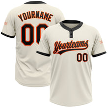 Load image into Gallery viewer, Custom Cream Black-Orange Two-Button Unisex Softball Jersey
