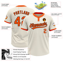 Load image into Gallery viewer, Custom Cream Orange-Black Two-Button Unisex Softball Jersey
