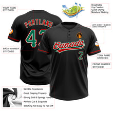 Load image into Gallery viewer, Custom Black Kelly Green-Red Two-Button Unisex Softball Jersey
