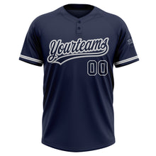 Load image into Gallery viewer, Custom Navy Navy-Gray Two-Button Unisex Softball Jersey
