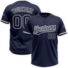 Load image into Gallery viewer, Custom Navy Navy-Gray Two-Button Unisex Softball Jersey
