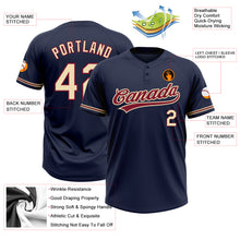 Load image into Gallery viewer, Custom Navy City Cream-Crimson Two-Button Unisex Softball Jersey
