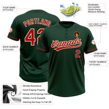 Load image into Gallery viewer, Custom Green Red-Cream Two-Button Unisex Softball Jersey
