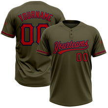 Load image into Gallery viewer, Custom Olive Red-Navy Salute To Service Two-Button Unisex Softball Jersey
