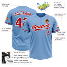 Load image into Gallery viewer, Custom Light Blue Red-White Two-Button Unisex Softball Jersey
