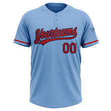 Load image into Gallery viewer, Custom Light Blue Red-Navy Two-Button Unisex Softball Jersey
